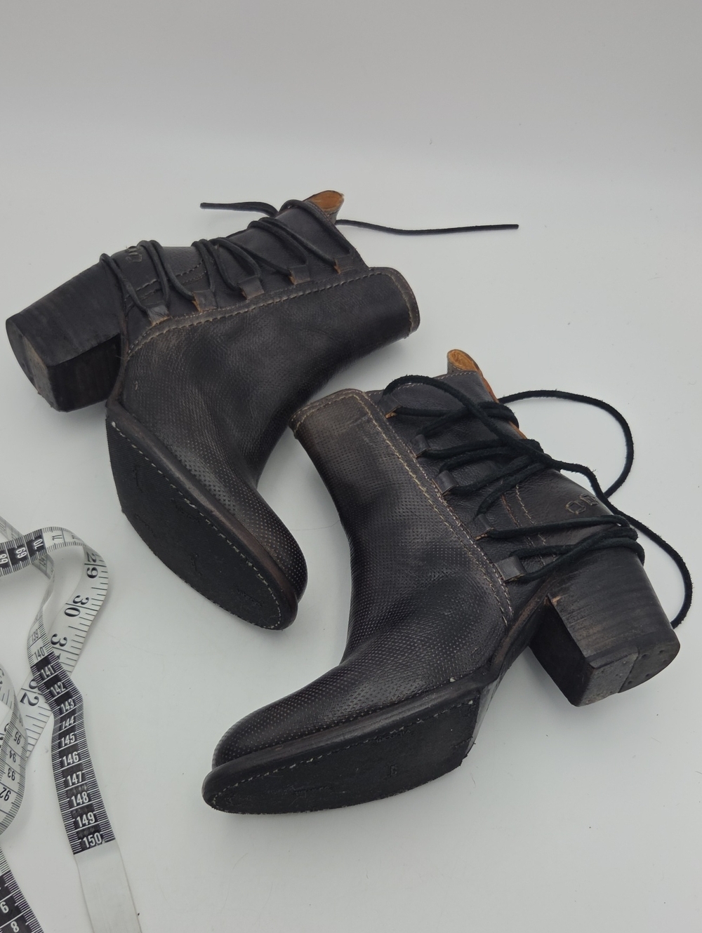 Bed Stu Blaire Boots Women 7.5 Ankle Booties Distressed Black Leather